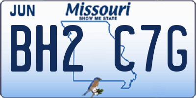 MO license plate BH2C7G