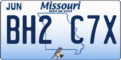 MO license plate BH2C7X