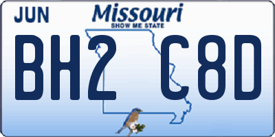 MO license plate BH2C8D