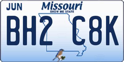 MO license plate BH2C8K