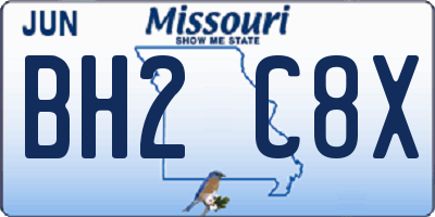 MO license plate BH2C8X