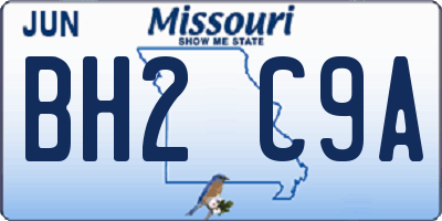 MO license plate BH2C9A