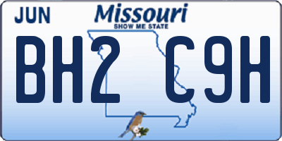 MO license plate BH2C9H