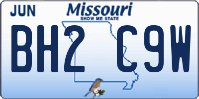 MO license plate BH2C9W