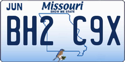 MO license plate BH2C9X