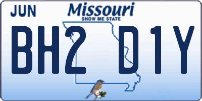 MO license plate BH2D1Y