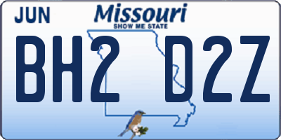 MO license plate BH2D2Z