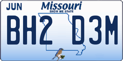 MO license plate BH2D3M