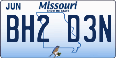 MO license plate BH2D3N