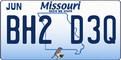 MO license plate BH2D3Q