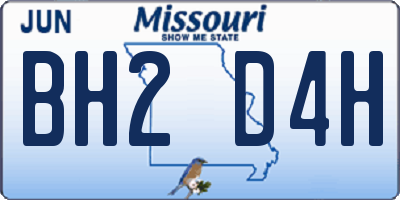 MO license plate BH2D4H