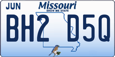 MO license plate BH2D5Q