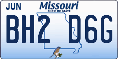 MO license plate BH2D6G