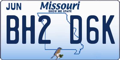 MO license plate BH2D6K