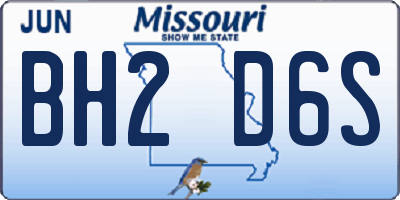 MO license plate BH2D6S