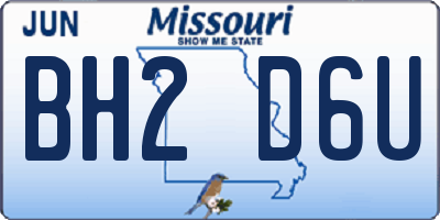 MO license plate BH2D6U