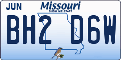 MO license plate BH2D6W