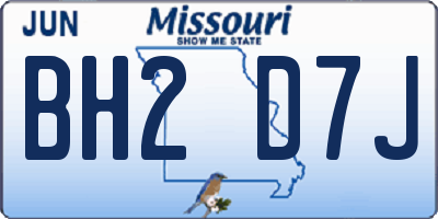 MO license plate BH2D7J