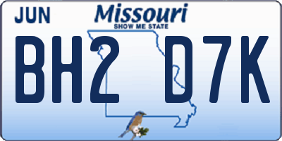 MO license plate BH2D7K