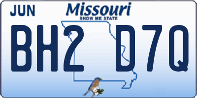 MO license plate BH2D7Q