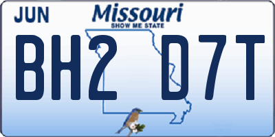 MO license plate BH2D7T