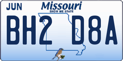 MO license plate BH2D8A