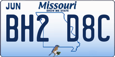 MO license plate BH2D8C