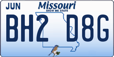 MO license plate BH2D8G