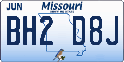 MO license plate BH2D8J