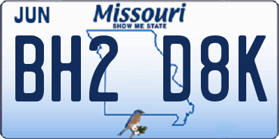 MO license plate BH2D8K