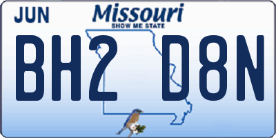 MO license plate BH2D8N