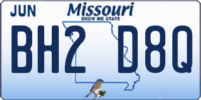 MO license plate BH2D8Q