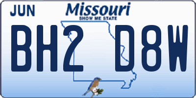 MO license plate BH2D8W