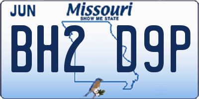 MO license plate BH2D9P