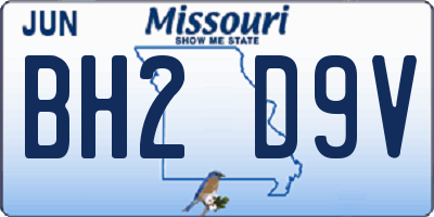 MO license plate BH2D9V