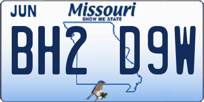 MO license plate BH2D9W