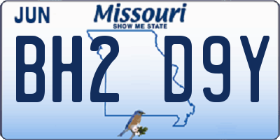MO license plate BH2D9Y