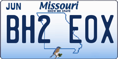 MO license plate BH2E0X