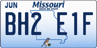 MO license plate BH2E1F