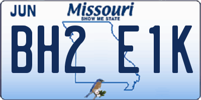 MO license plate BH2E1K