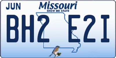 MO license plate BH2E2I