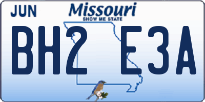 MO license plate BH2E3A
