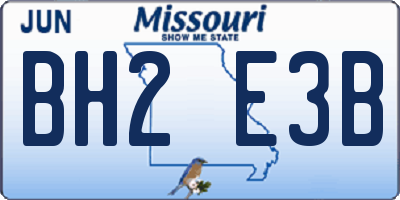 MO license plate BH2E3B