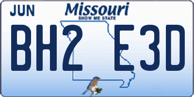 MO license plate BH2E3D