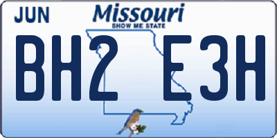 MO license plate BH2E3H