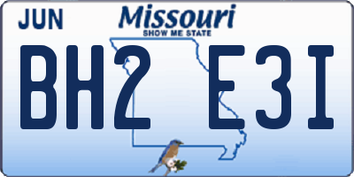 MO license plate BH2E3I