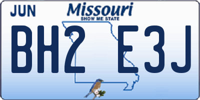 MO license plate BH2E3J
