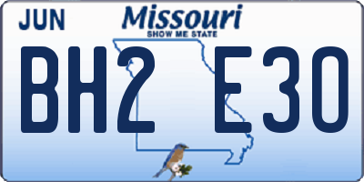 MO license plate BH2E3O