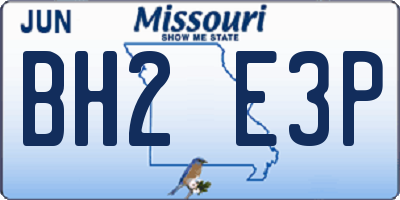 MO license plate BH2E3P