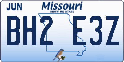 MO license plate BH2E3Z
